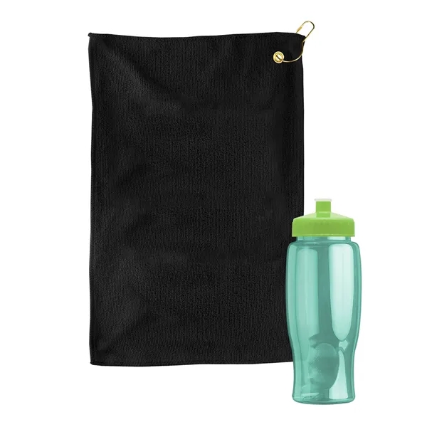 27 oz. Poly-pure transparent bottle with microfiber golf towel. Towel is... from ASI 40480 Koozie Group