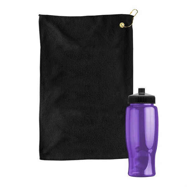 27 oz. Poly-pure transparent bottle with microfiber golf towel. Towel is... from ASI 40480 Koozie Group