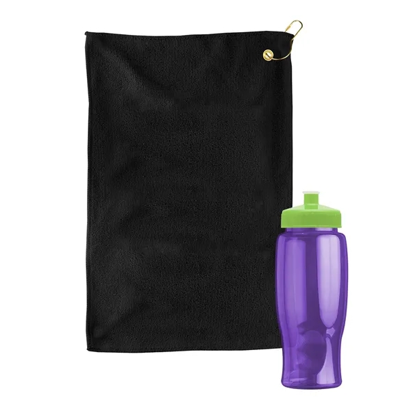 27 oz. Poly-pure transparent bottle with microfiber golf towel. Towel is... from ASI 40480 Koozie Group