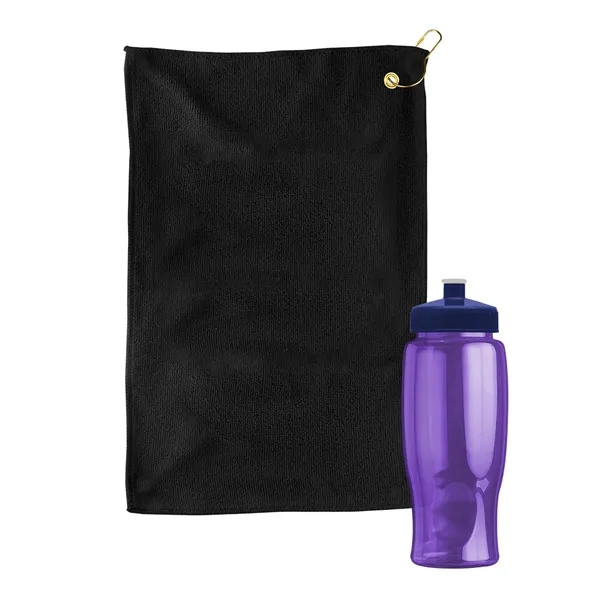 27 oz. Poly-pure transparent bottle with microfiber golf towel. Towel is... from ASI 40480 Koozie Group
