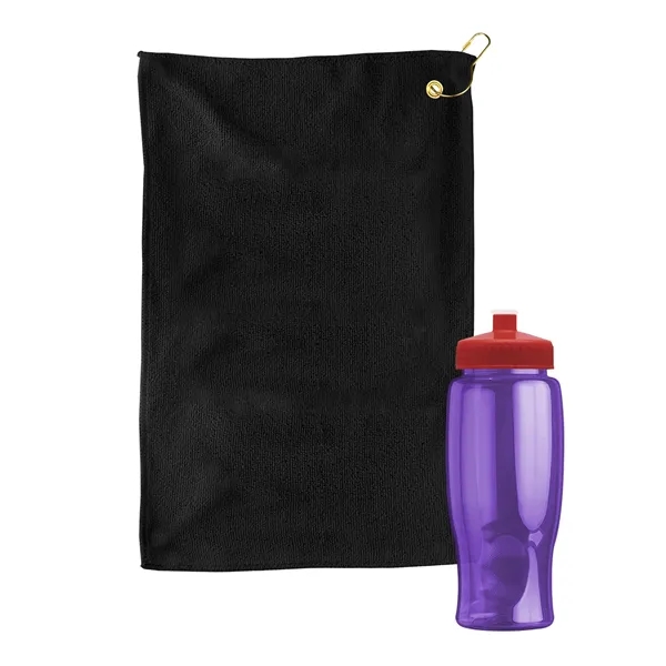 27 oz. Poly-pure transparent bottle with microfiber golf towel. Towel is... from ASI 40480 Koozie Group