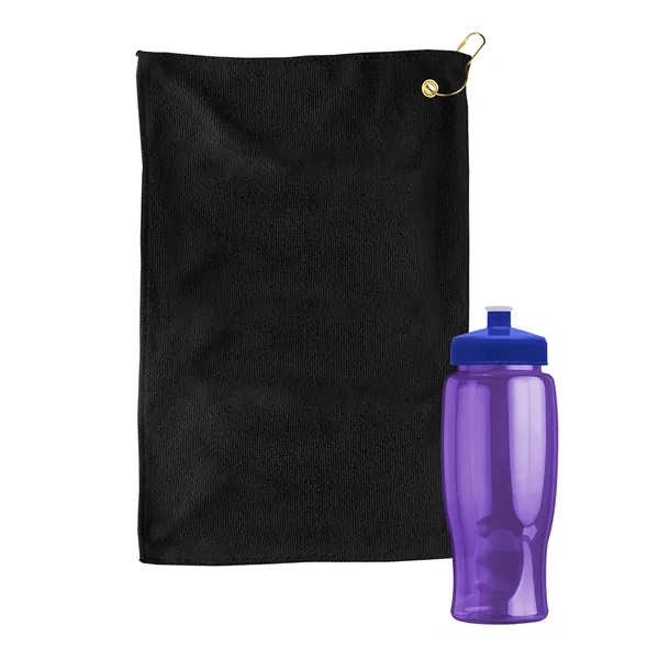 27 oz. Poly-pure transparent bottle with microfiber golf towel. Towel is... from ASI 40480 Koozie Group
