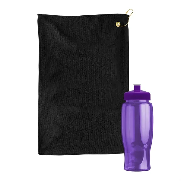 27 oz. Poly-pure transparent bottle with microfiber golf towel. Towel is... from ASI 40480 Koozie Group