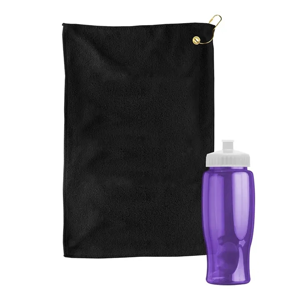 27 oz. Poly-pure transparent bottle with microfiber golf towel. Towel is... from ASI 40480 Koozie Group