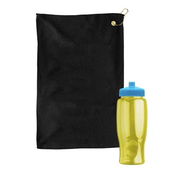 27 oz. Poly-pure transparent bottle with microfiber golf towel. Towel is... from ASI 40480 Koozie Group