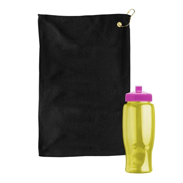 27 oz. Poly-pure transparent bottle with microfiber golf towel. Towel is... from ASI 40480 Koozie Group