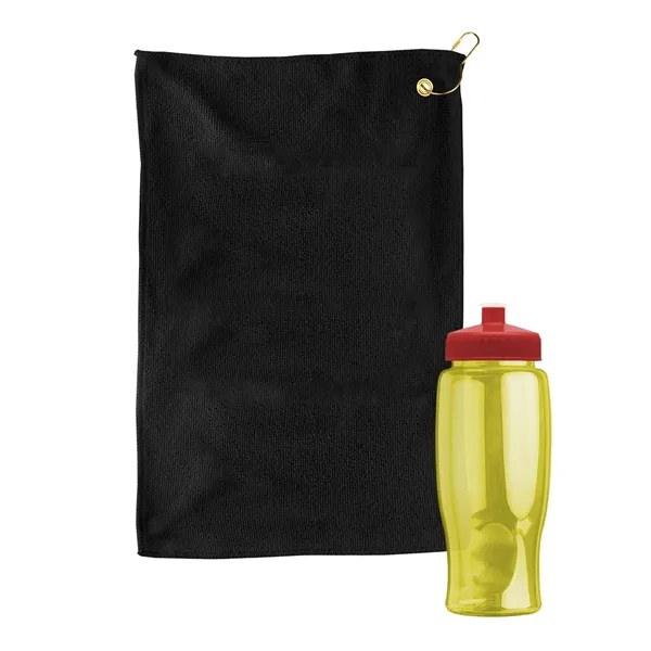 27 oz. Poly-pure transparent bottle with microfiber golf towel. Towel is... from ASI 40480 Koozie Group