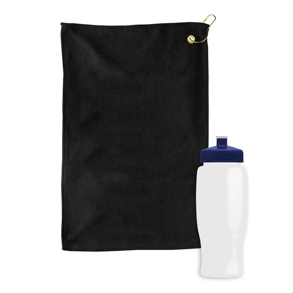 27 oz. Poly-pure transparent bottle with microfiber golf towel. Towel is... from ASI 40480 Koozie Group