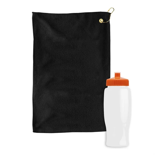 27 oz. Poly-pure transparent bottle with microfiber golf towel. Towel is... from ASI 40480 Koozie Group