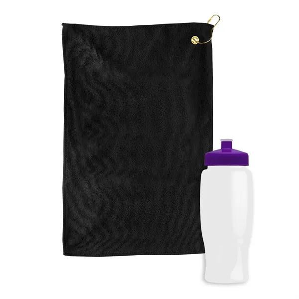27 oz. Poly-pure transparent bottle with microfiber golf towel. Towel is... from ASI 40480 Koozie Group