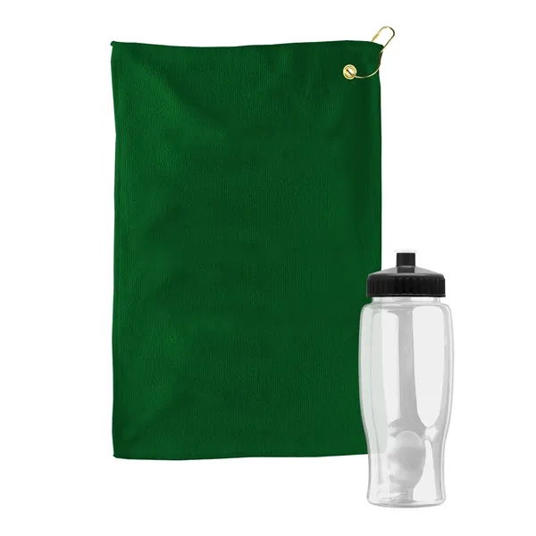 27 oz. Poly-pure transparent bottle with microfiber golf towel. Towel is... from ASI 40480 Koozie Group