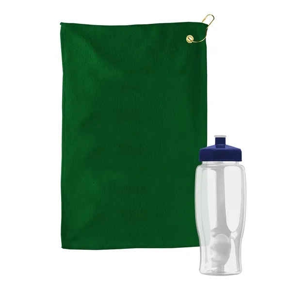 27 oz. Poly-pure transparent bottle with microfiber golf towel. Towel is... from ASI 40480 Koozie Group