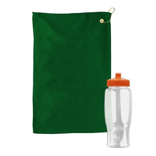 27 oz. Poly-pure transparent bottle with microfiber golf towel. Towel is... from ASI 40480 Koozie Group