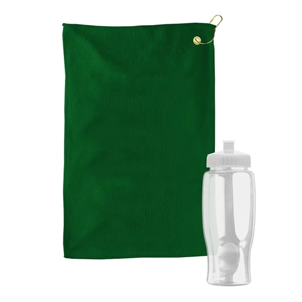 27 oz. Poly-pure transparent bottle with microfiber golf towel. Towel is... from ASI 40480 Koozie Group