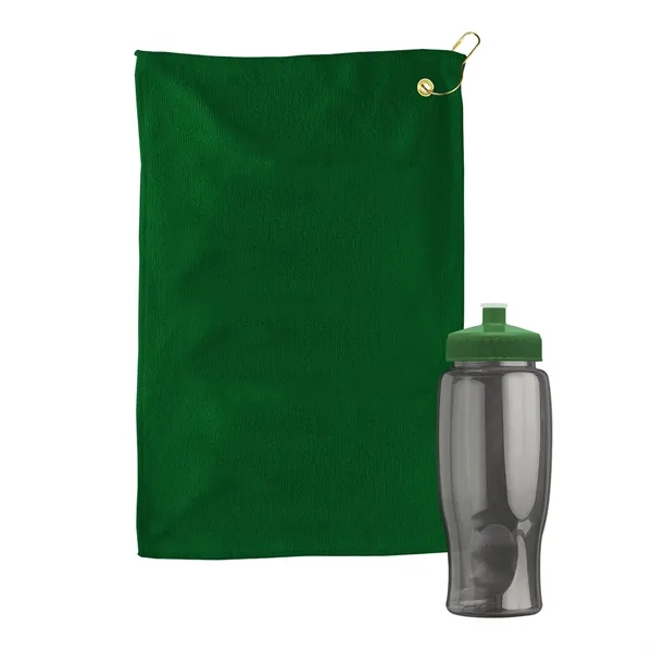 27 oz. Poly-pure transparent bottle with microfiber golf towel. Towel is... from ASI 40480 Koozie Group