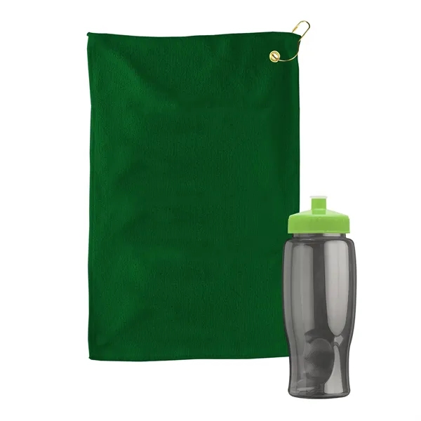 27 oz. Poly-pure transparent bottle with microfiber golf towel. Towel is... from ASI 40480 Koozie Group