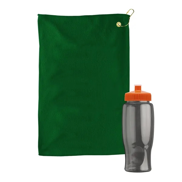 27 oz. Poly-pure transparent bottle with microfiber golf towel. Towel is... from ASI 40480 Koozie Group