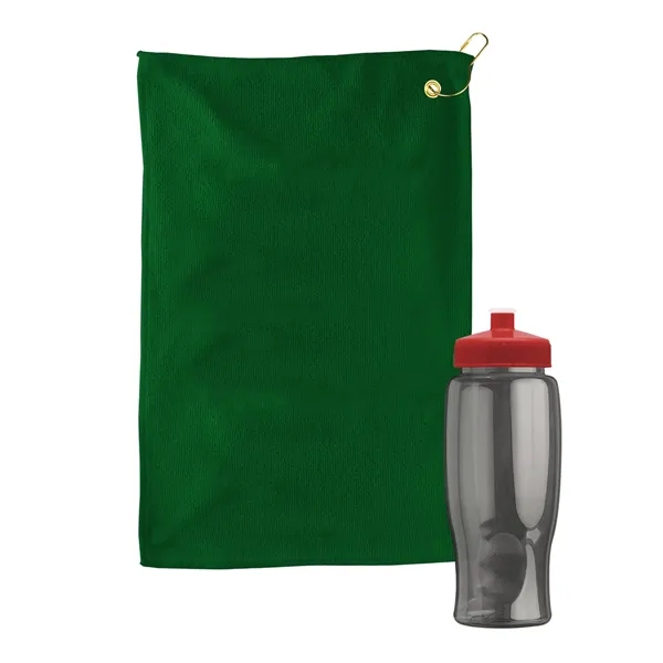 27 oz. Poly-pure transparent bottle with microfiber golf towel. Towel is... from ASI 40480 Koozie Group