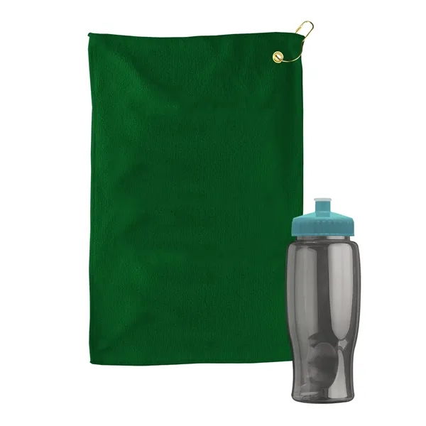 27 oz. Poly-pure transparent bottle with microfiber golf towel. Towel is... from ASI 40480 Koozie Group