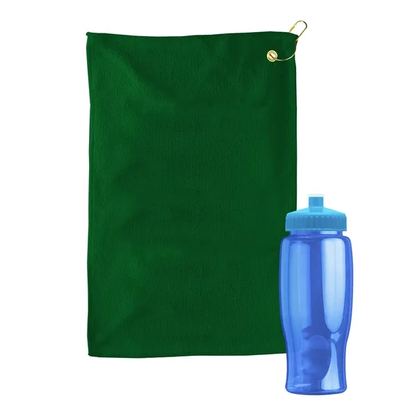 27 oz. Poly-pure transparent bottle with microfiber golf towel. Towel is... from ASI 40480 Koozie Group