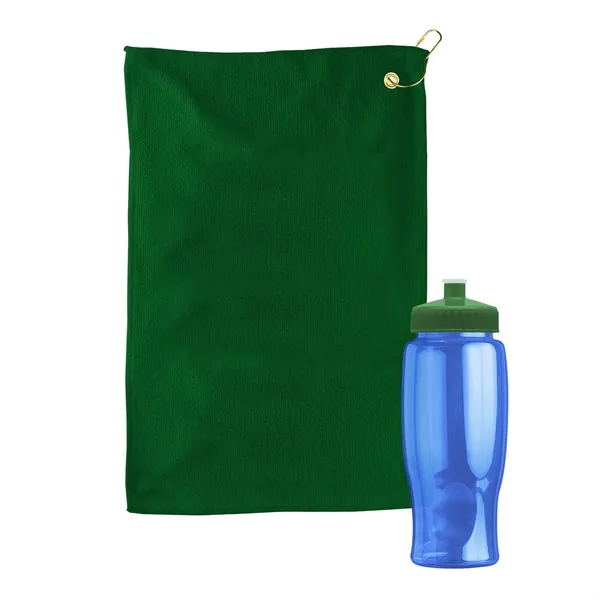 27 oz. Poly-pure transparent bottle with microfiber golf towel. Towel is... from ASI 40480 Koozie Group
