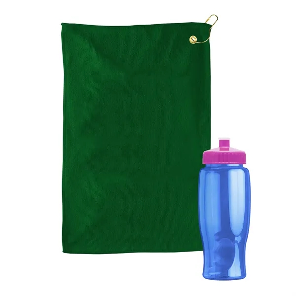 27 oz. Poly-pure transparent bottle with microfiber golf towel. Towel is... from ASI 40480 Koozie Group