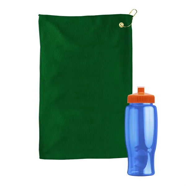 27 oz. Poly-pure transparent bottle with microfiber golf towel. Towel is... from ASI 40480 Koozie Group