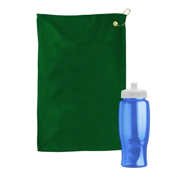 27 oz. Poly-pure transparent bottle with microfiber golf towel. Towel is... from ASI 40480 Koozie Group