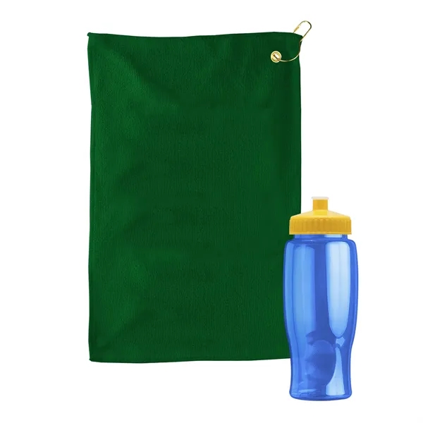 27 oz. Poly-pure transparent bottle with microfiber golf towel. Towel is... from ASI 40480 Koozie Group