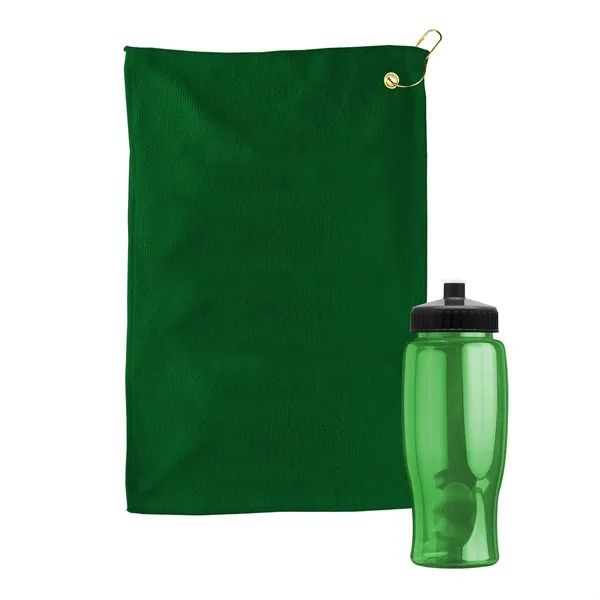 27 oz. Poly-pure transparent bottle with microfiber golf towel. Towel is... from ASI 40480 Koozie Group