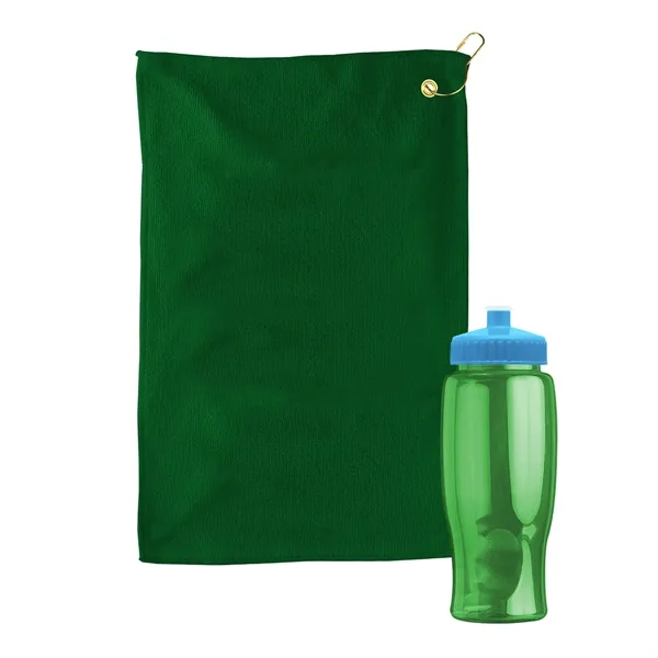 27 oz. Poly-pure transparent bottle with microfiber golf towel. Towel is... from ASI 40480 Koozie Group