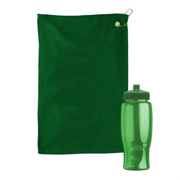 27 oz. Poly-pure transparent bottle with microfiber golf towel. Towel is... from ASI 40480 Koozie Group