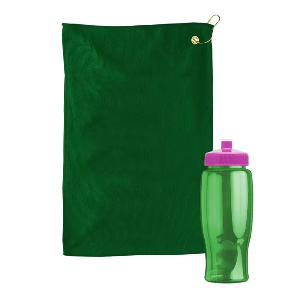 27 oz. Poly-pure transparent bottle with microfiber golf towel. Towel is... from ASI 40480 Koozie Group