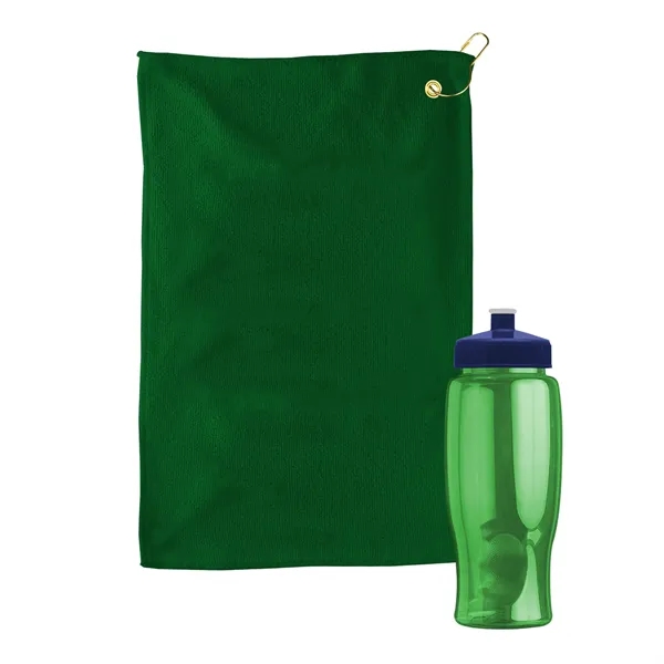 27 oz. Poly-pure transparent bottle with microfiber golf towel. Towel is... from ASI 40480 Koozie Group