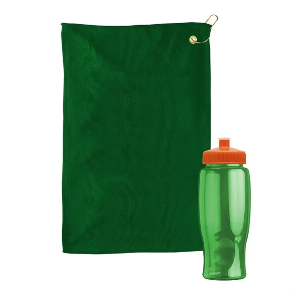 27 oz. Poly-pure transparent bottle with microfiber golf towel. Towel is... from ASI 40480 Koozie Group