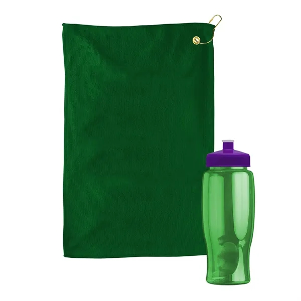 27 oz. Poly-pure transparent bottle with microfiber golf towel. Towel is... from ASI 40480 Koozie Group