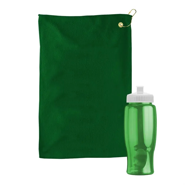 27 oz. Poly-pure transparent bottle with microfiber golf towel. Towel is... from ASI 40480 Koozie Group