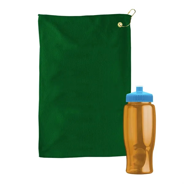 27 oz. Poly-pure transparent bottle with microfiber golf towel. Towel is... from ASI 40480 Koozie Group