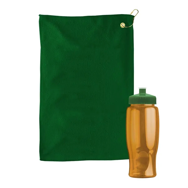 27 oz. Poly-pure transparent bottle with microfiber golf towel. Towel is... from ASI 40480 Koozie Group