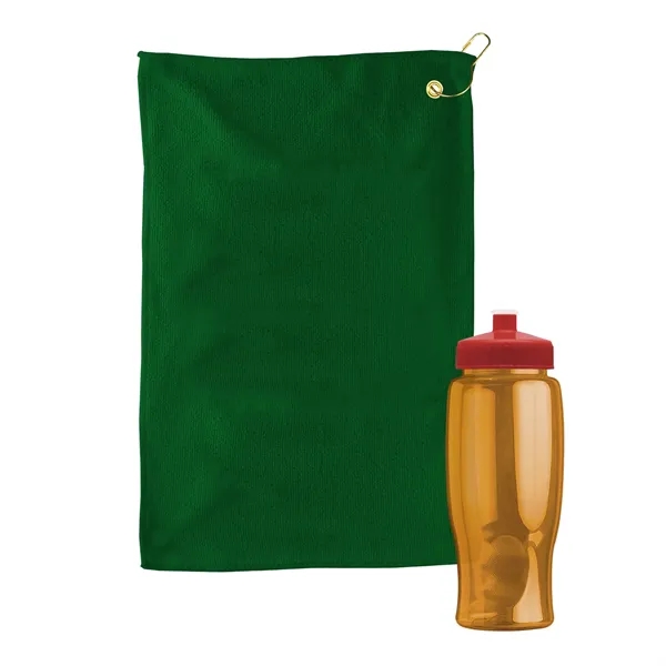 27 oz. Poly-pure transparent bottle with microfiber golf towel. Towel is... from ASI 40480 Koozie Group