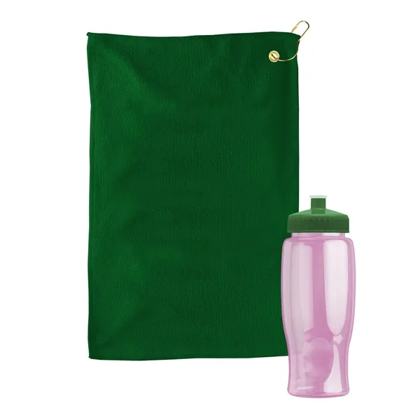 27 oz. Poly-pure transparent bottle with microfiber golf towel. Towel is... from ASI 40480 Koozie Group