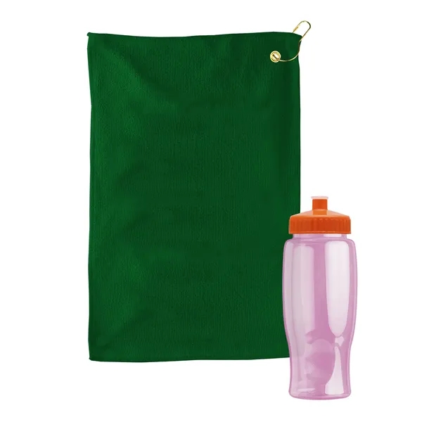 27 oz. Poly-pure transparent bottle with microfiber golf towel. Towel is... from ASI 40480 Koozie Group
