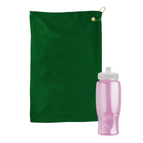 27 oz. Poly-pure transparent bottle with microfiber golf towel. Towel is... from ASI 40480 Koozie Group