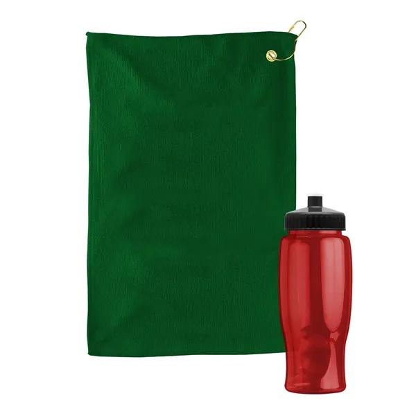 27 oz. Poly-pure transparent bottle with microfiber golf towel. Towel is... from ASI 40480 Koozie Group
