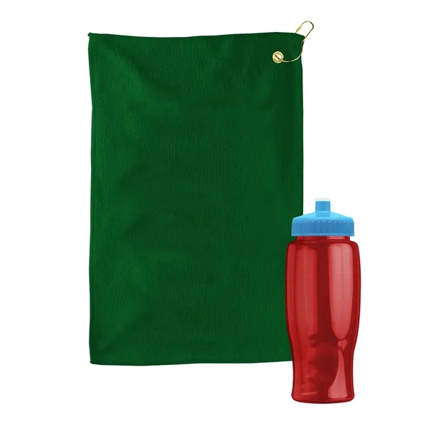 27 oz. Poly-pure transparent bottle with microfiber golf towel. Towel is... from ASI 40480 Koozie Group