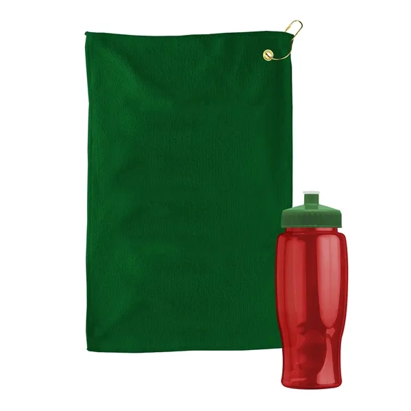 27 oz. Poly-pure transparent bottle with microfiber golf towel. Towel is... from ASI 40480 Koozie Group