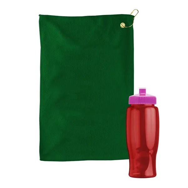 27 oz. Poly-pure transparent bottle with microfiber golf towel. Towel is... from ASI 40480 Koozie Group