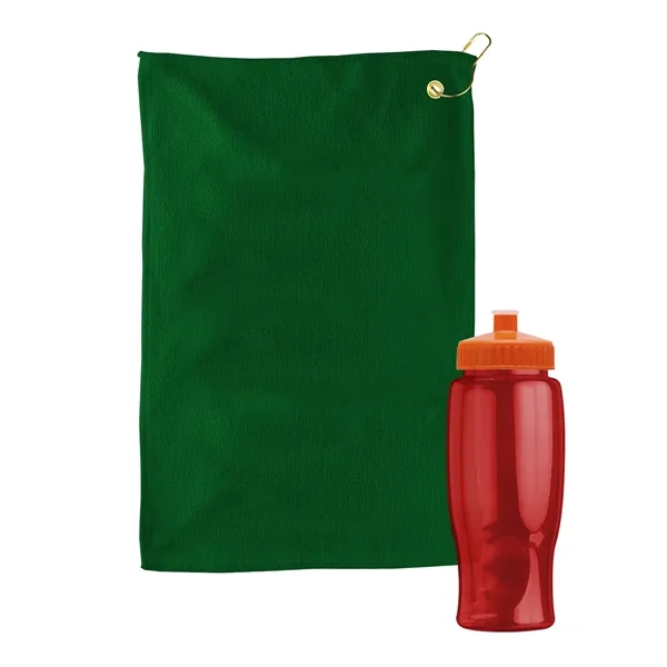 27 oz. Poly-pure transparent bottle with microfiber golf towel. Towel is... from ASI 40480 Koozie Group
