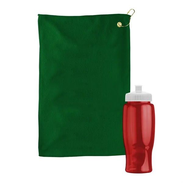 27 oz. Poly-pure transparent bottle with microfiber golf towel. Towel is... from ASI 40480 Koozie Group