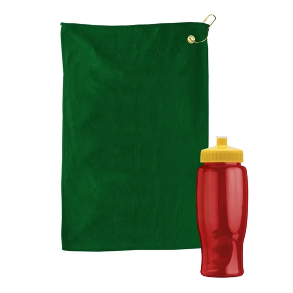 27 oz. Poly-pure transparent bottle with microfiber golf towel. Towel is... from ASI 40480 Koozie Group